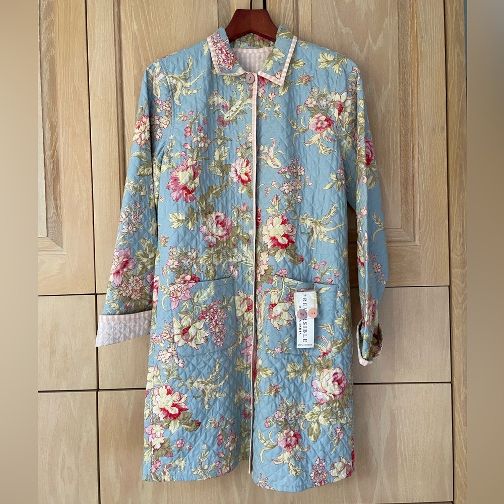 NWT Reversible Jacket — Blue Floral and Pink Striped